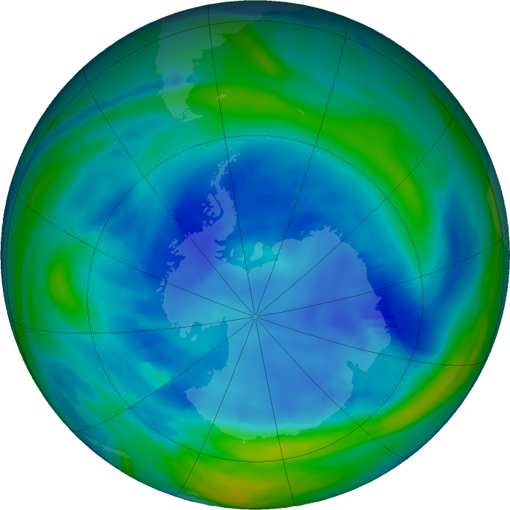 Antarctic ozone map for 18 August 2022